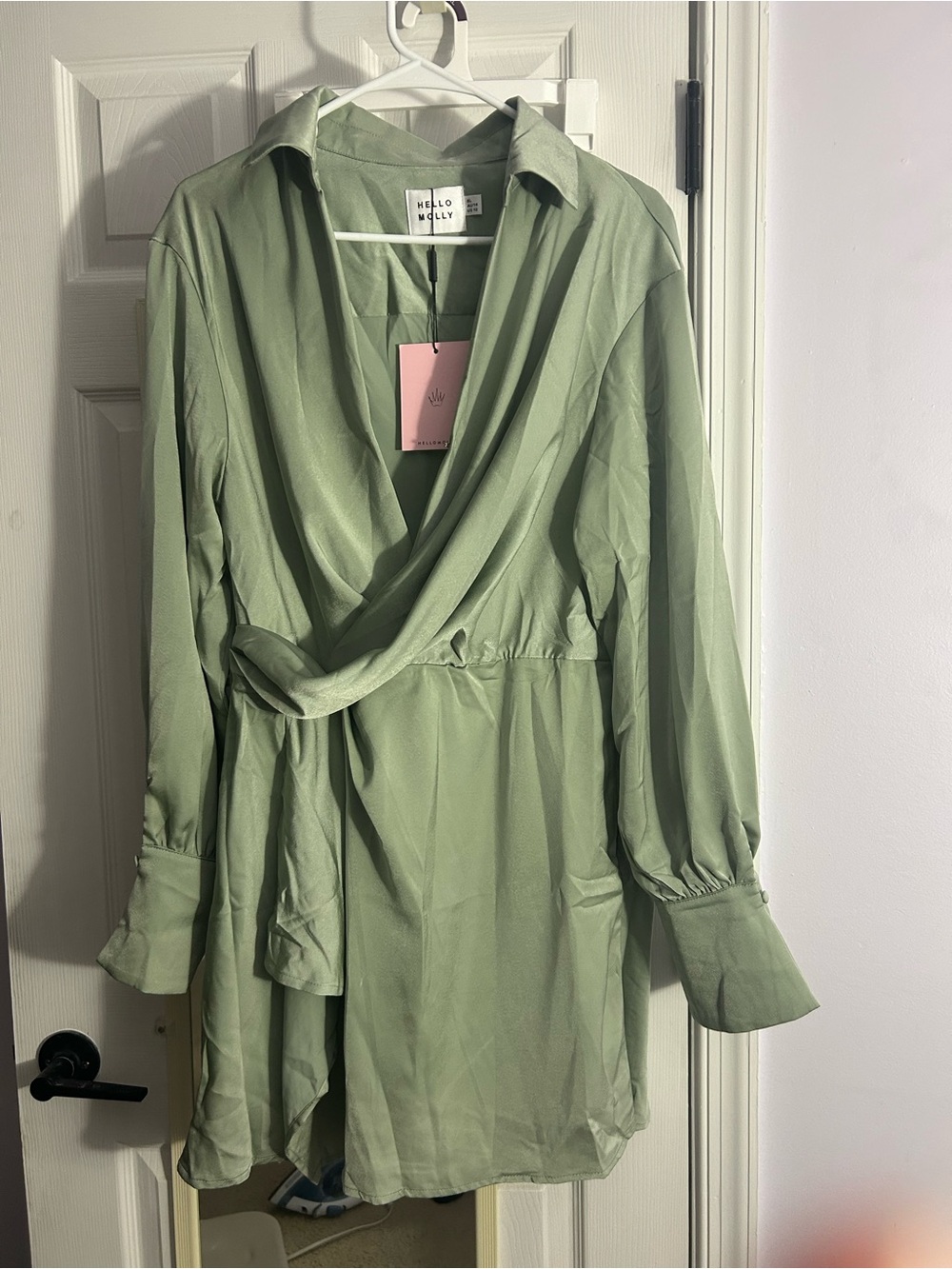 Hello Molly Light Sage Button-Up Blouse